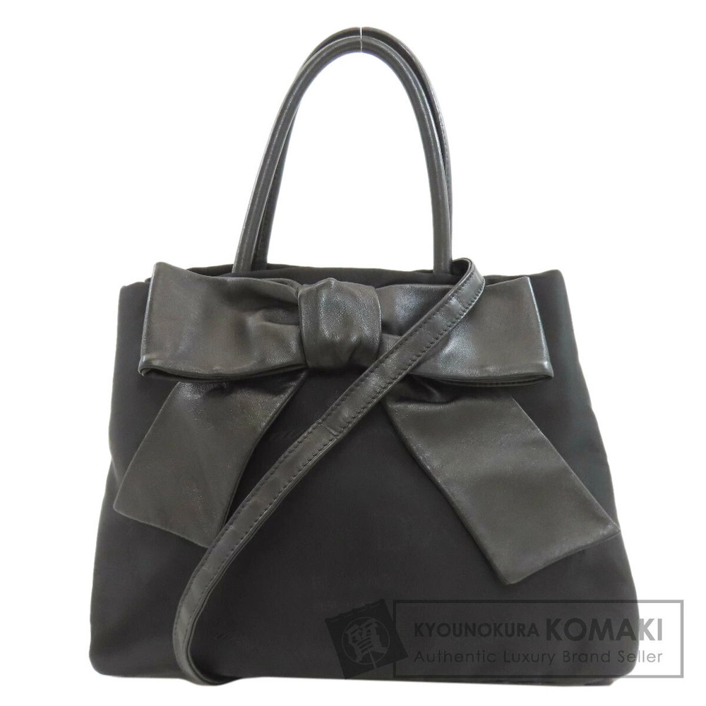 Prada Ribbon Handbag Black Leather